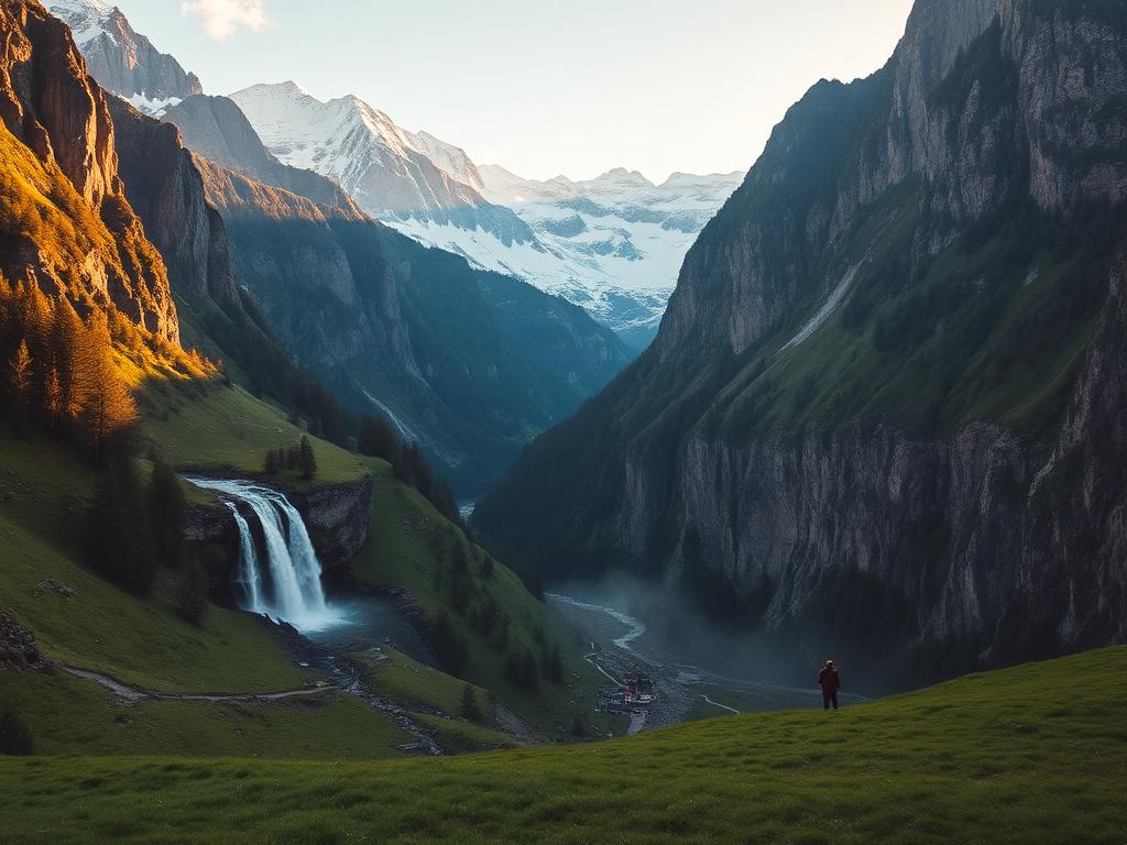Swiss Alps and waterfalls featuring Lauterbrunnen and Interlaken